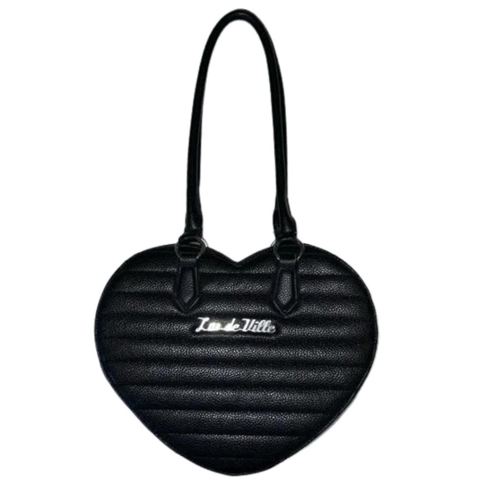 Lux de Ville Matte Black Heart Shoulder Bag